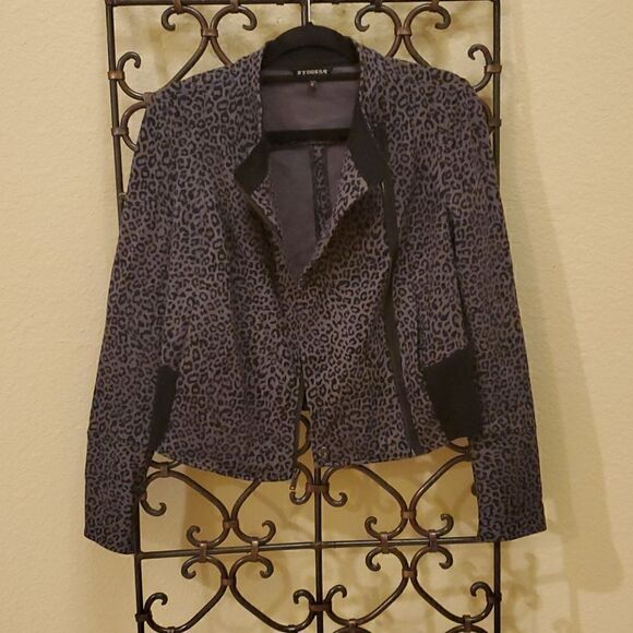 EXPRESS Gray/Black Leopard Moto Jacket - Small - Picture 1 of 9